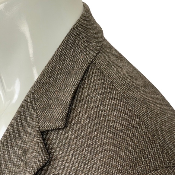 Andrew Fezza Brown Tweed Patch Elbow Blazer Wool Silk Nylon Blend Mens 44L - Picture 10 of 15